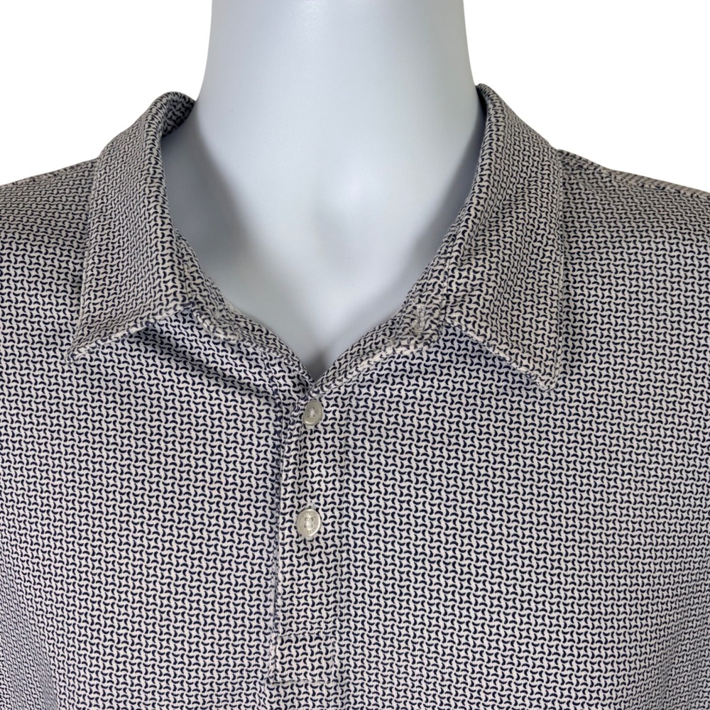 Patrick Assaraf Mens Polo Shirt Sz XXL Black White Short Sleeve Pima Cotton